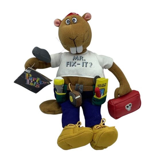 Mr. Fix-It Beaver Plush Toy Tools Stuffed Animal Amscan Party Pals 10” with Tags - Picture 1 of 10